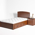 Single Wooden Bed with Storage Drawers Headboard and Nightstand for Bedroom