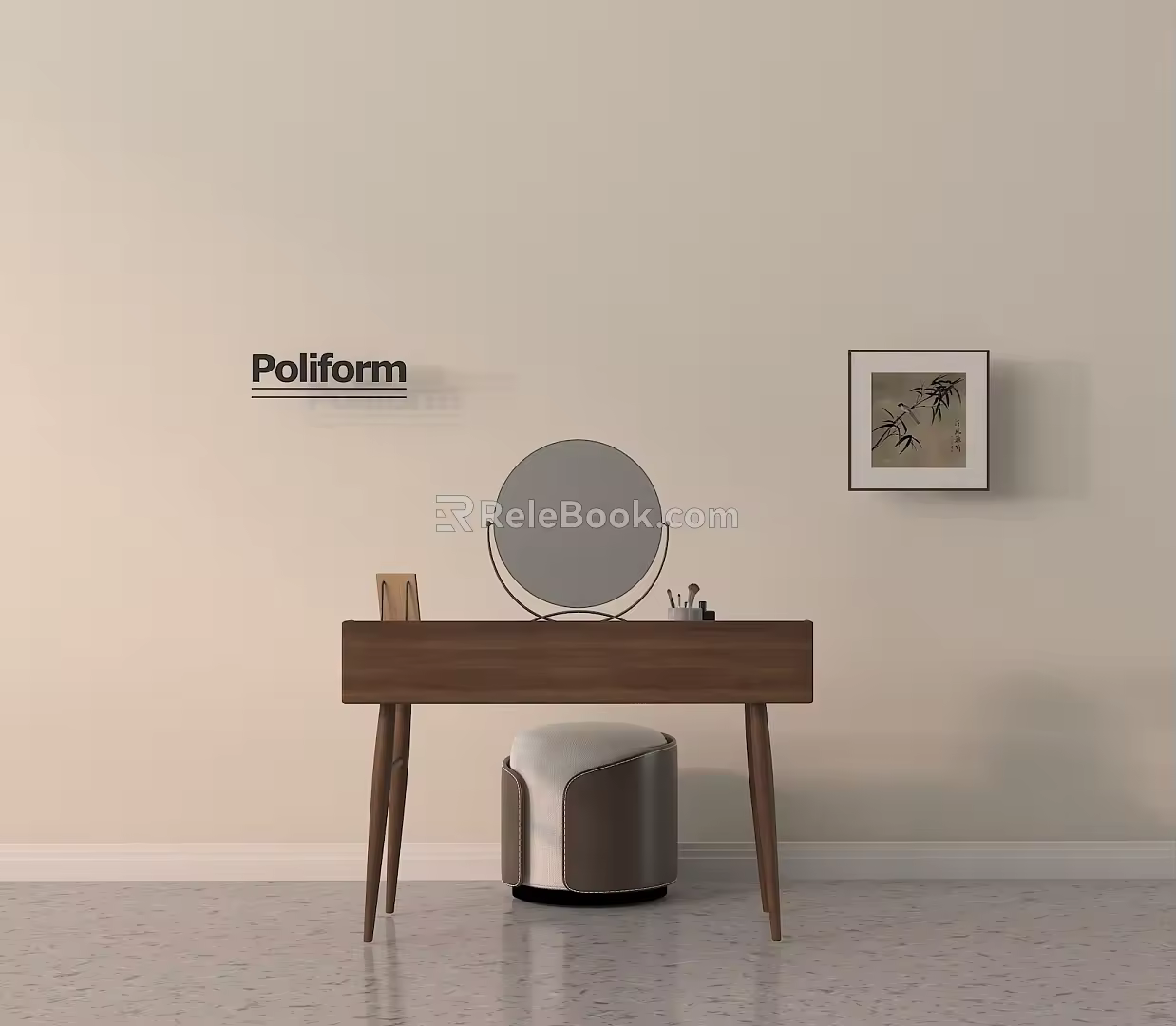 Modern Dressing Table Dressing Stool Mirror 3d model
