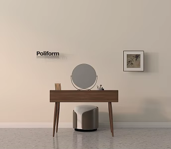 Modern Dressing Table Dressing Stool Mirror 3d model
