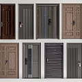 Security Doors With Various Modern Designs Different Materials And Safety Features 3d model