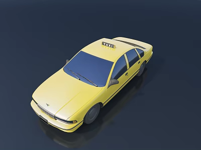 Yellow Taxi Sedan Car With TAXI Sign On Roof And Exterior Design 3d model