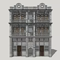 Classical Multi Story Commercial Complex With Stone Facade Balconies And Traditional Design