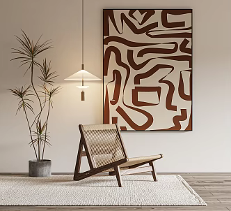 Hand-painted decorative painting brown abstract geometric painting vintage hand-painted painting sofa background wall decorative painting 3d model