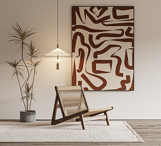 Hand-painted decorative painting brown abstract geometric painting vintage hand-painted painting sofa background wall decorative painting 3d model