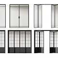 Various Interior Door Styles With Black Frames And Lattice Glass Panels 3d model