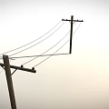Tall Wooden Utility Poles With Multiple Power Lines Against Gray Background