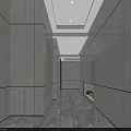 Modern Reception Area With Grey Walls Marble Flooring Built in Greenery And Ceiling Lighting