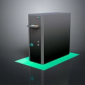 Black Desktop Computer Tower With Green Glowing Base And Front Buttons Indicators 3d model
