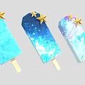Colorful Galaxy Popsicles with Blue Blue-White and Blue-Purple Gradient Topped with Golden Stars