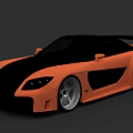 Orange And Black Sports Car With Sleek Body Rear Spoiler And Silver Wheels