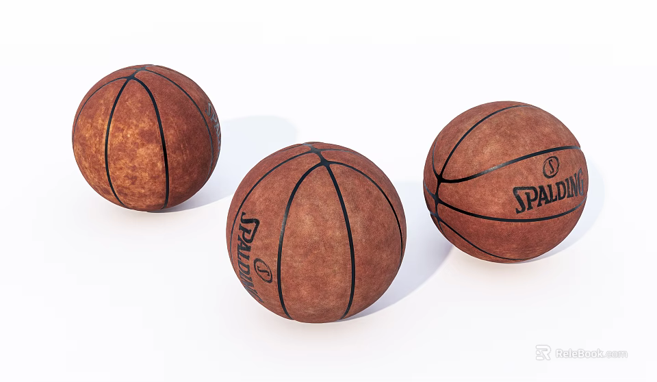 High Quality Spalding Basketballs Sports Equipment With Brown Leather Surface And Black Stitching 3d model 