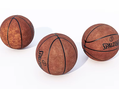 High Quality Spalding Basketballs Sports Equipment With Brown Leather Surface And Black Stitching 3d model