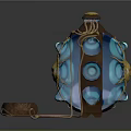 Turtle Shell Shaped Decorative Bag With Turquoise Ornaments Gold Details And Leather Strap