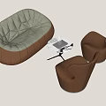 Multi-person Sofa Casual Sofa Eggshell Sofa Single Sofa Coffee Table Leisure Chair Backrest Sofa 3d model