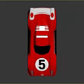Red Race Car with Number 5 Super Speed Text White Rear Wing and Black Windows