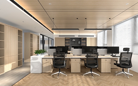 modern public office area office area 3d model