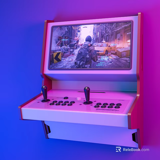 Entertainment Appliance Arcade Gaming Machine With Gameplay Screen Joysticks And Buttons 3d model 