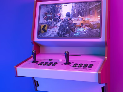 Entertainment Appliance Arcade Gaming Machine With Gameplay Screen Joysticks And Buttons 3d model