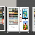 Modern Vending Machines With Assorted Beverages Snacks And Digital Display Screens 3d model