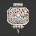Elegant Silver Filigree Fashion Pendant With Turquoise And Coral Decorative Stones