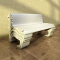 White Outdoor Bench With Ornate Curved Design And Classic Style Sturdy Material