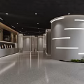Modern Lobby Interior Design With Reception Desk Green Plants And Lighting