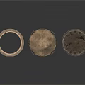 Wooden Ring Shaped Components With Holes And Projections On Rough Texture Surface 3d model