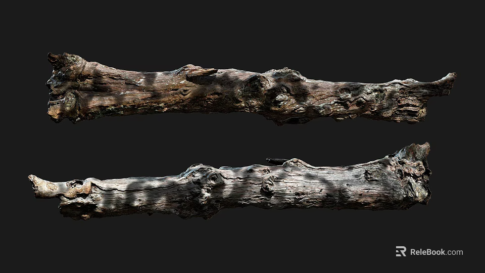 Natural Stone Wood Logs With Rough Textured Surfaces And Organic Patterns 3d model