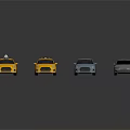Collection of Model Cars Including Yellow Taxis and Gray Silver Sedans