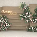 Chananper Chonader Wooden Backdrop Photo Spot With Pink White Flowers And Green Leaves