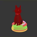 Adorable Black Cat Sitting On Red Base Wearing Red Bow Tie