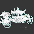 Elegant Car Showroom Displaying Vintage Golden Carriage With Red Curtains And Ornate Details