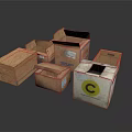 Practical Open Cardboard Boxes for Household Items Storage with Various Sizes and Labels 3d model
