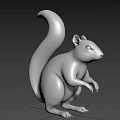 Silver Metal Squirrel Statue With Standing Pose And Curved Tail 3d model