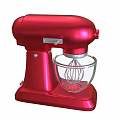 Commercial Stand Mixer with Red Metal Body Transparent Glass Bowl and Whisk Attachment