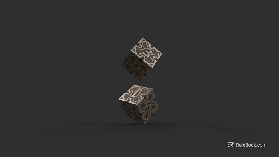 Decorative Floating Dice With Intricate Patterns For Board Game Entertainment 3d model 