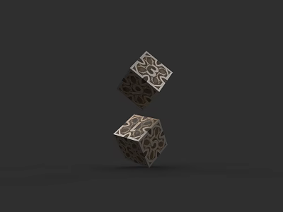 Decorative Floating Dice With Intricate Patterns For Board Game Entertainment 3d model
