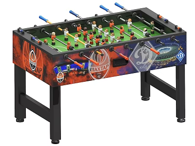 Foosball Table with Flame Design Green Surface and Black Frame Indoor Sports Equipment 3d model