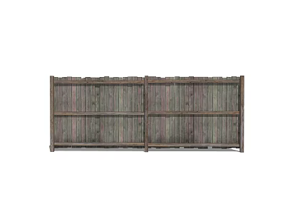 Wooden Fence with Rustic Slats for Garden Privacy and Outdoor Decoration 3d model