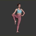 Woman in Blue Sports Bra and Pink Leggings Doing Yoga Pose Standing on One Leg