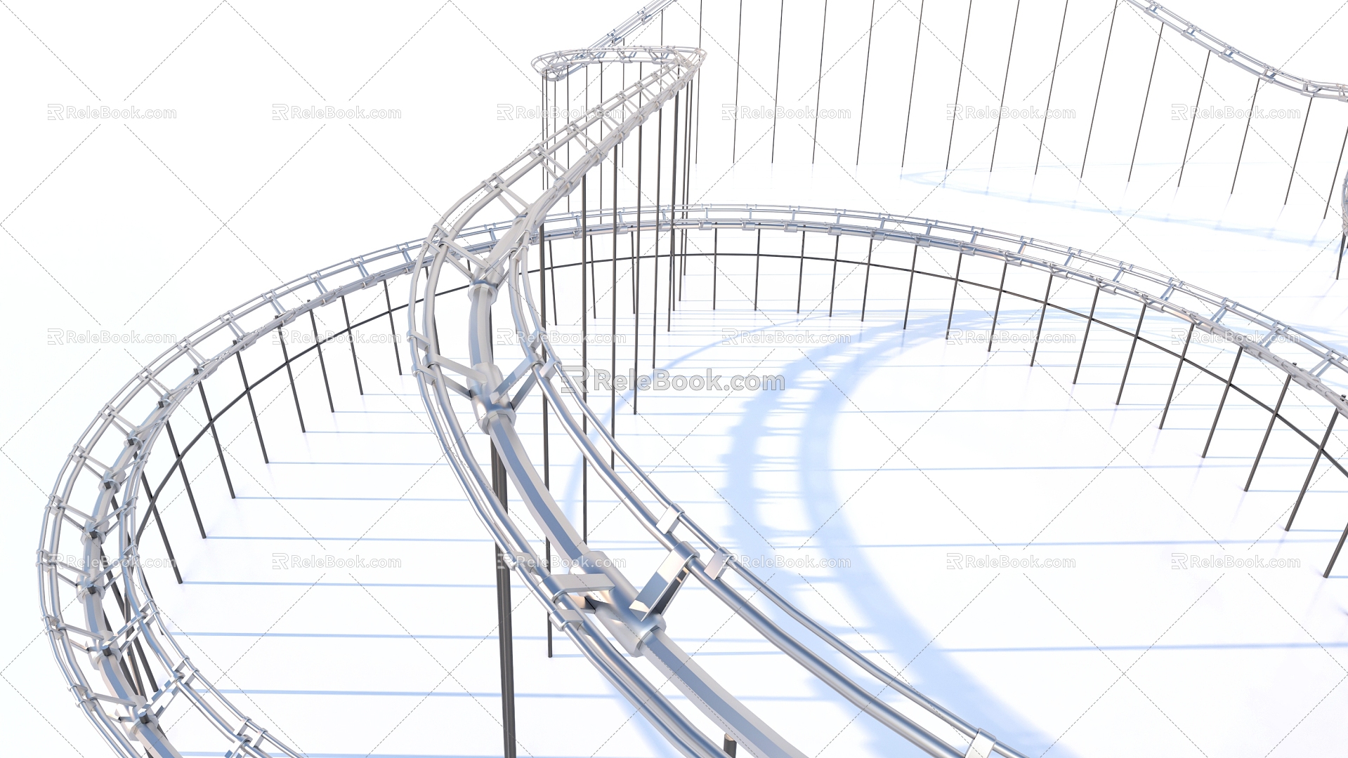 Amusement park roller coaster track 3d model