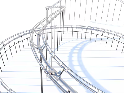 Amusement Park Rides With Spiral Curved Metal Tracks And Support Columns Design 3d model