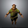 Chubby Fantasy Character In Green Tunic With Red Hair Brown Straps And Arm Bands