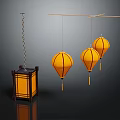 Chinese Style Decorative Hanging Lantern Furniture With Yellow Square And Round Shapes