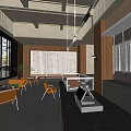 Warm Café Interior With Wooden Slat Walls Green Plants And Comfortable Seating