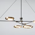 Modern Contemporary Chandelier With Circular Rings And Curved Illuminated Metal Lines