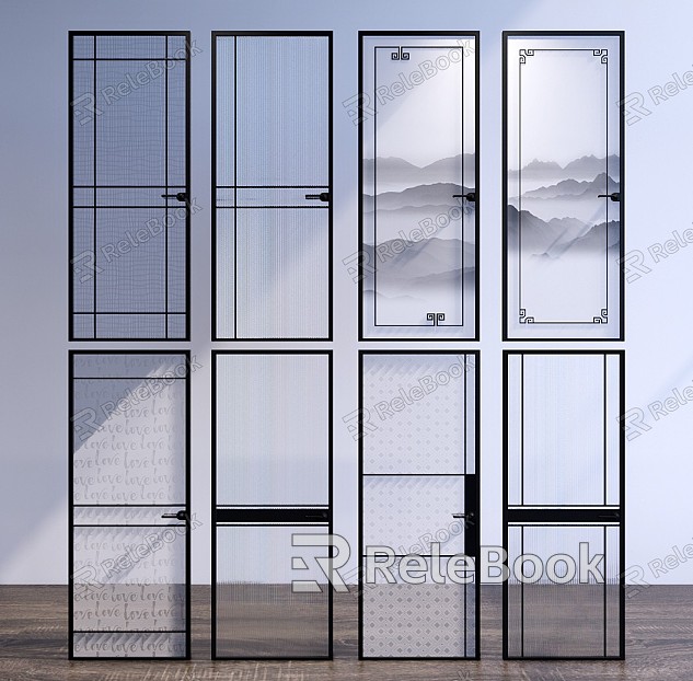 Modern door glass door combination model