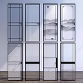 Modern Swing Doors With Various Glass Designs Aluminum Frames And Landscape Patterns 3d model