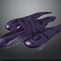 Futuristic Purple Spaceship With Glowing Blue Details And Streamlined Design For Cosmic Exploration