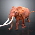 Lifelike Elephant With Long White Tusks And Brown Skin Standing